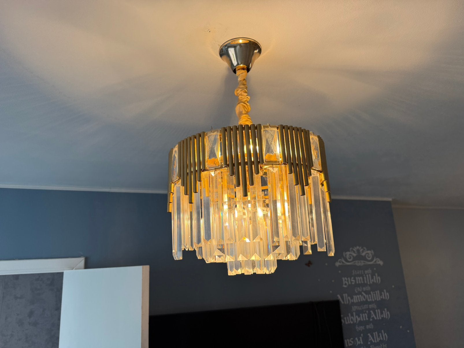 Cristals goud, Huis en Inrichting, Lampen | Kroonluchters, Ophalen, Zo goed als nieuw