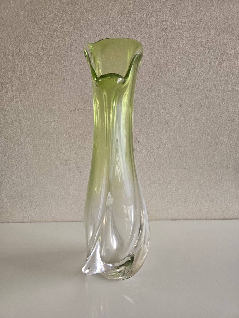glazen vaas oud, Huis en Inrichting, Woonaccessoires | Vazen, Ophalen, Gebruikt, Groen, Glas