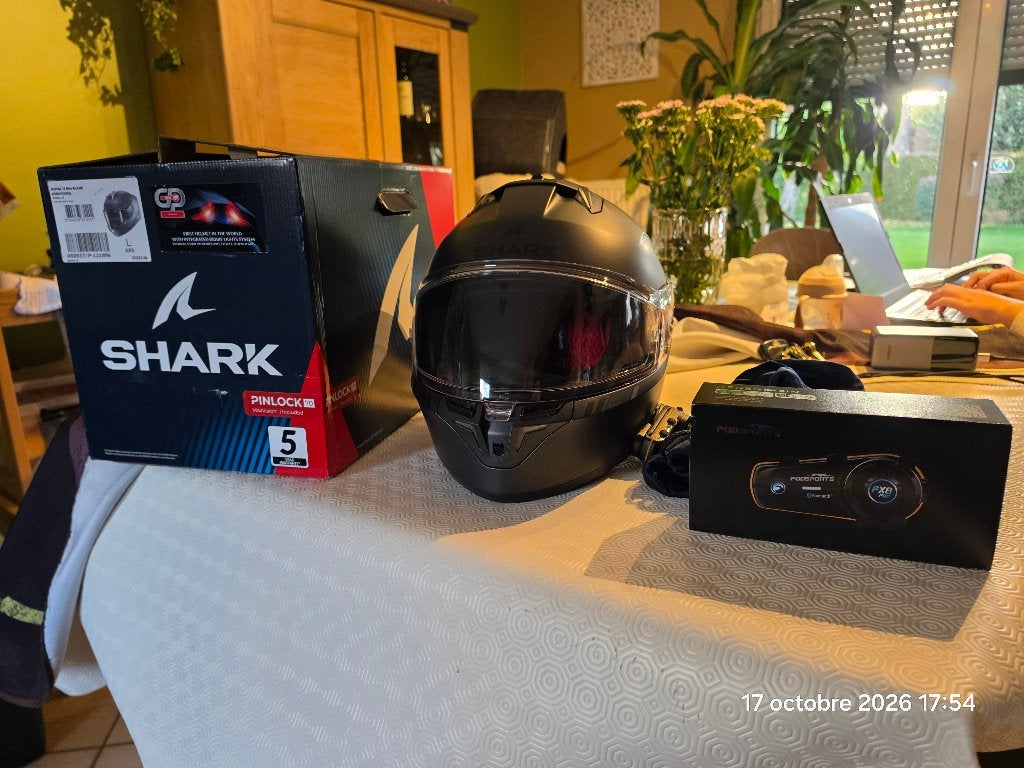 Casque moto Shark Skwal i3 – Taille L + intercom Bluetooth, Seconde main, Enlèvement, Hommes, L