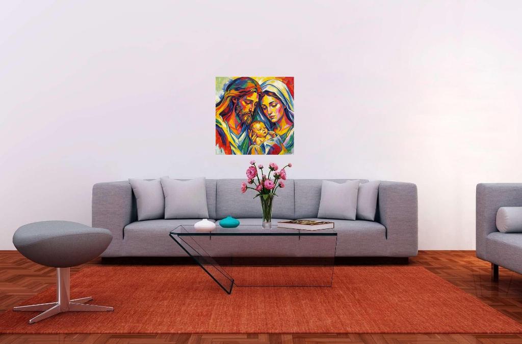 Impressionistisch olieverfschilderij/Jezus Maria en Jozef, Antiek en Kunst, Kunst | Schilderijen | Klassiek, Verzenden