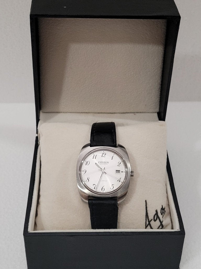 CITIZEN 6000 AUTOMATIC — 1975 — PIÈCE VINTAGE, Bijoux, Sacs & Beauté, Enlèvement ou Envoi, Acier, Cuir, Citizen