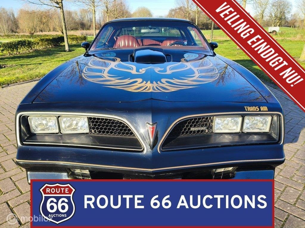 Pontiac Firebird Trans Am | 1977 | Route 66 Auctions, Auto's, Pontiac, Zwart, Bedrijf, Handgeschakeld
