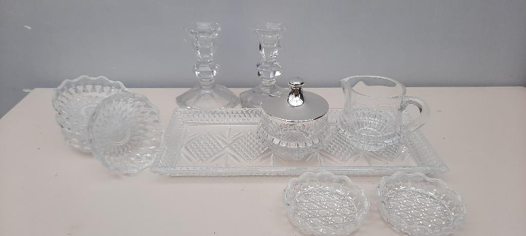 Thee- of koffieset in glas, Ophalen of Verzenden, Zo goed als nieuw