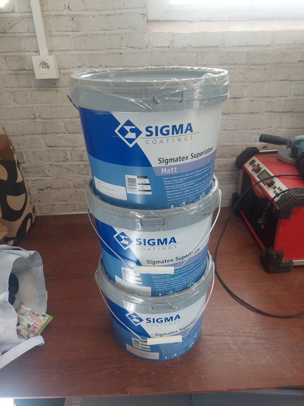 Sigma superlatex RAL9016 (wit) ongeopend, Bricolage & Construction, Peinture, Vernis & Laque, Neuf, Peinture, 10 à 15 litres, Blanc