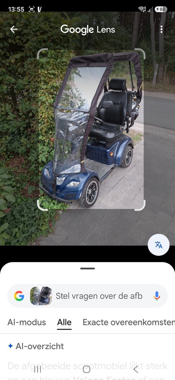 Kap voor scootmobiel. Zonder scootmobiel, Diversen, Ophalen