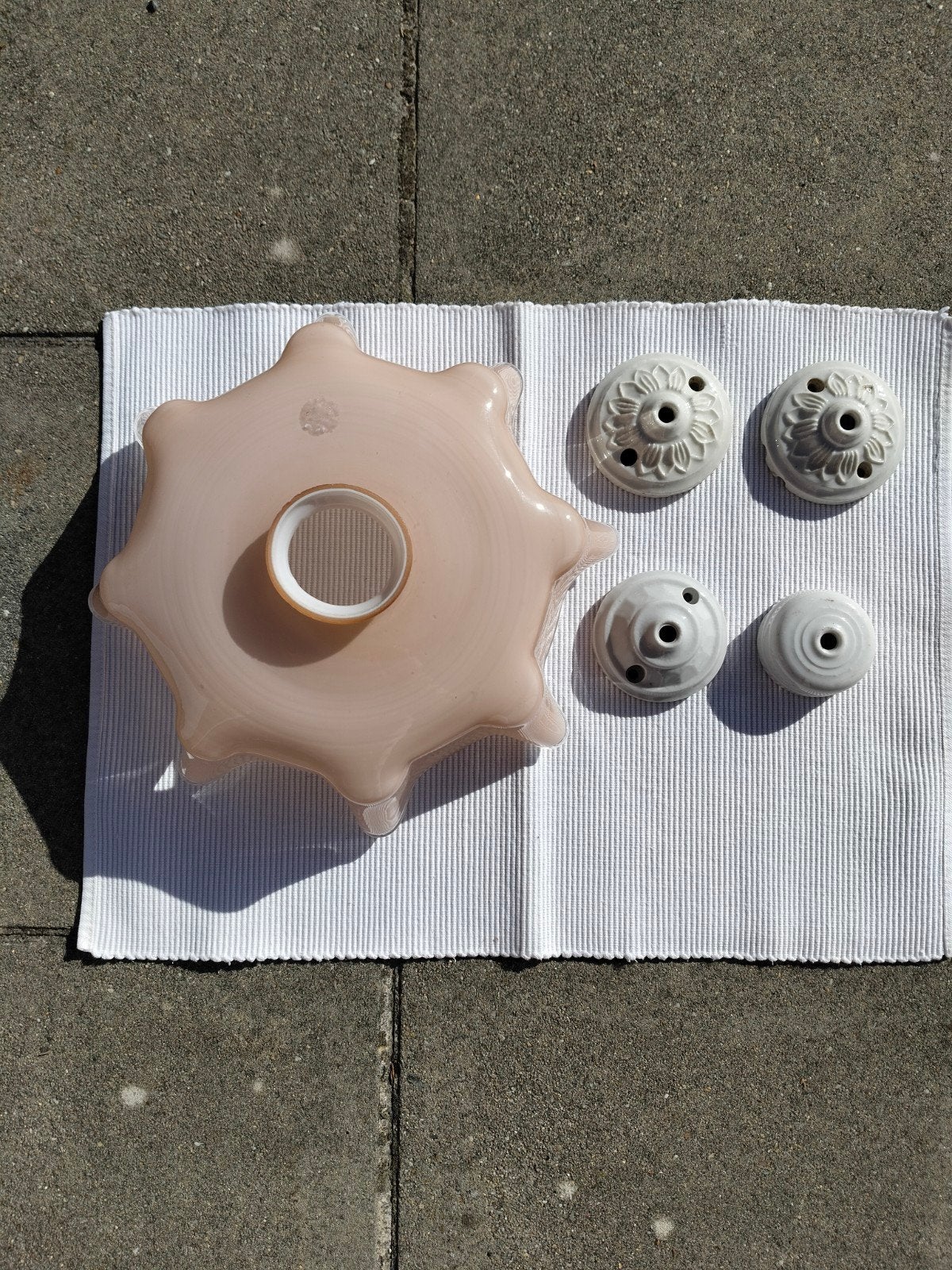 abat-jour anciens avec support de plafond en porcelaine, Antiquités & Art, Enlèvement