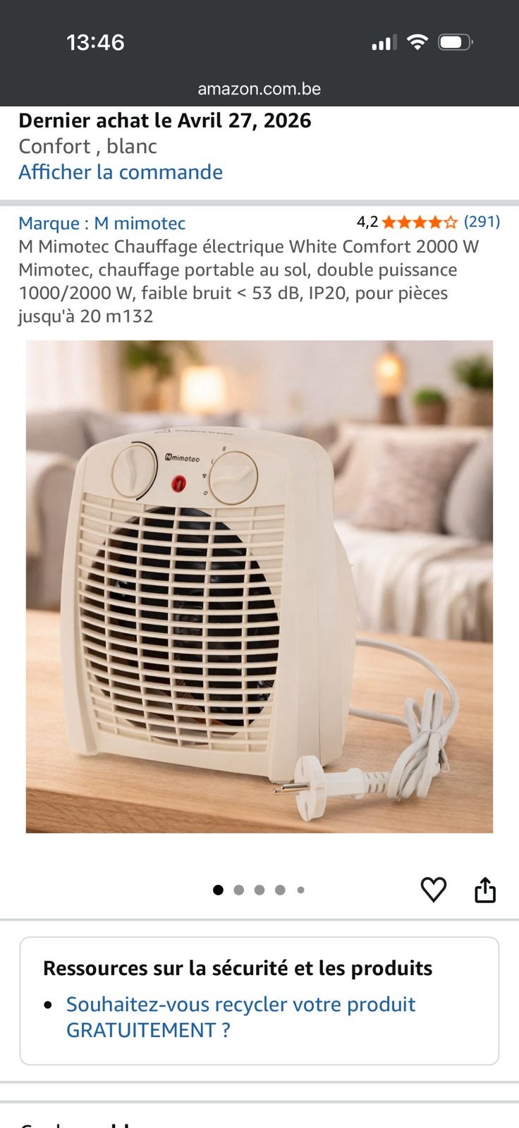 Chaufferette, Electroménager, Enlèvement, Comme neuf