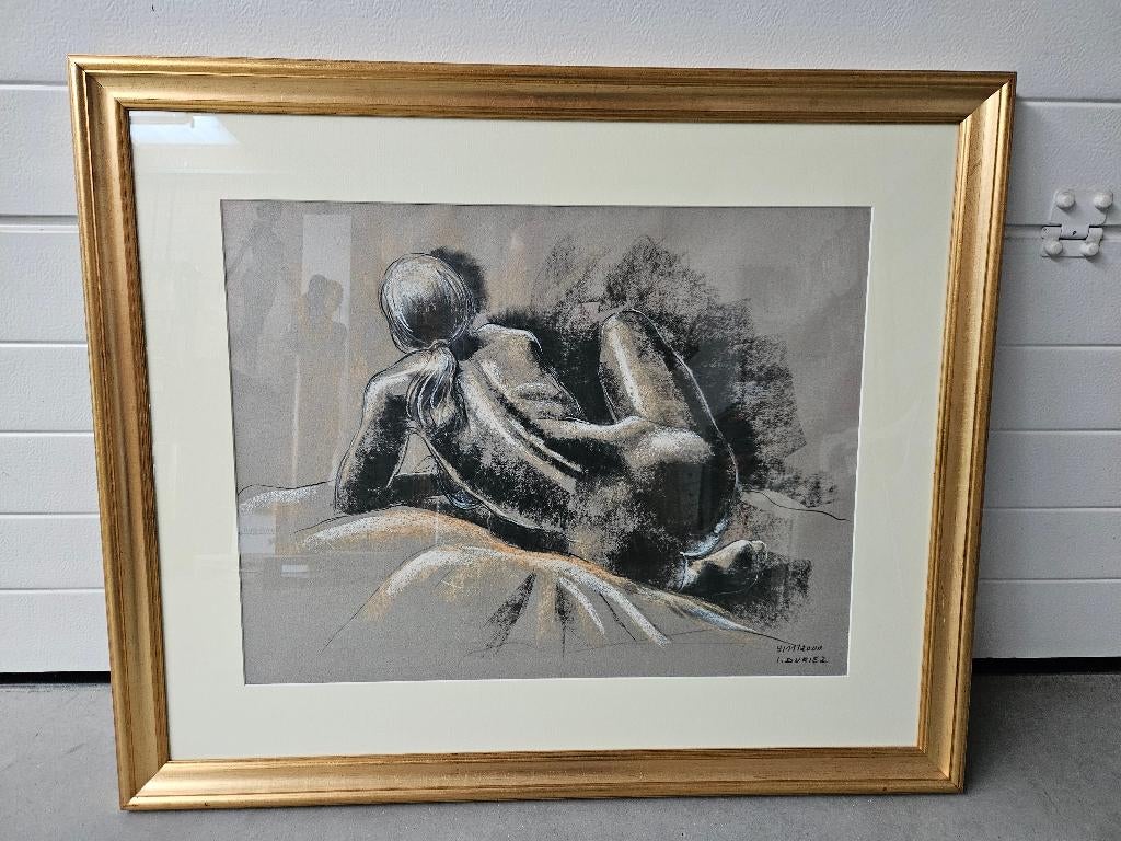 Duriez Irénée ingekaderde tekening, ook beelden gevraagd aub, Ophalen of Verzenden