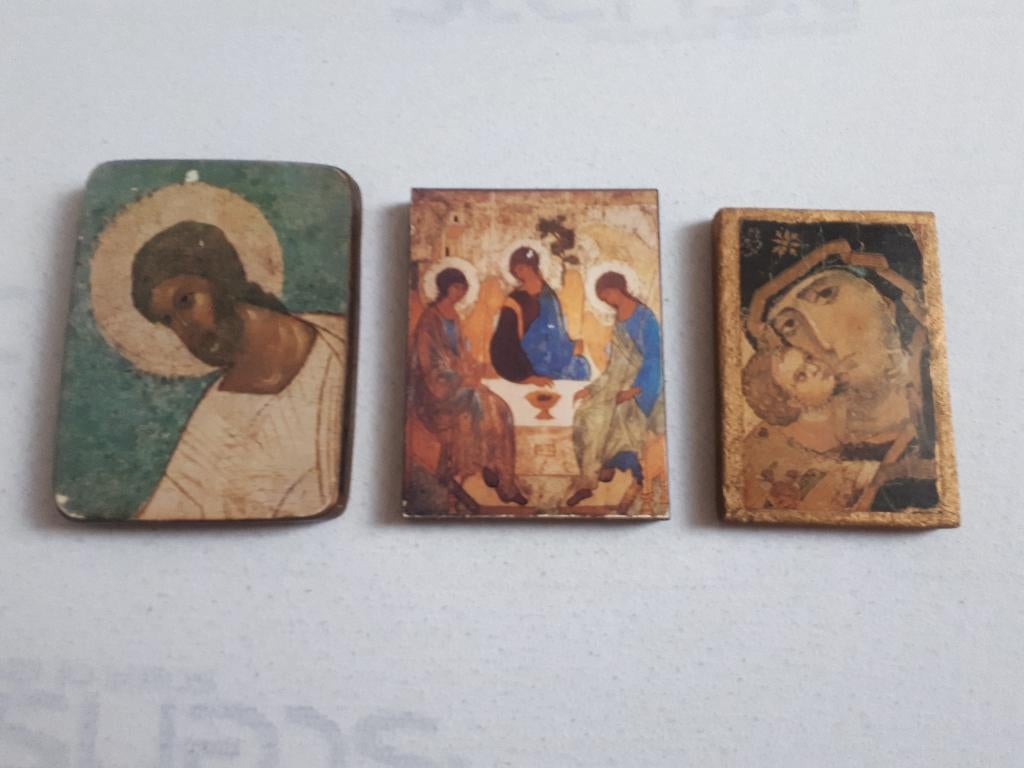 lot de 3 icônes russes, Verzamelen, Religie, Ophalen, Gebruikt, Beeld(je), Overige religies