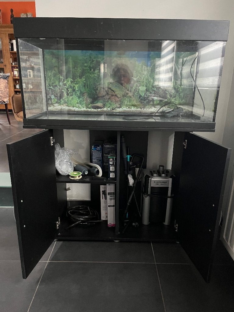 Aquarium tout equipe avec meuble, Enlèvement, Pompe, Utilisé, Aquarium vide