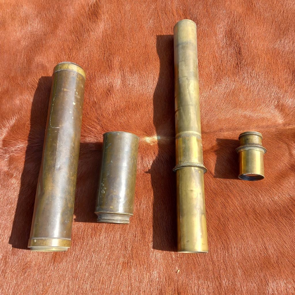 grand télescope de navire en cuivre vers 1900, Enlèvement ou Envoi, Comme neuf, Télescope réfracteur (lentilles)