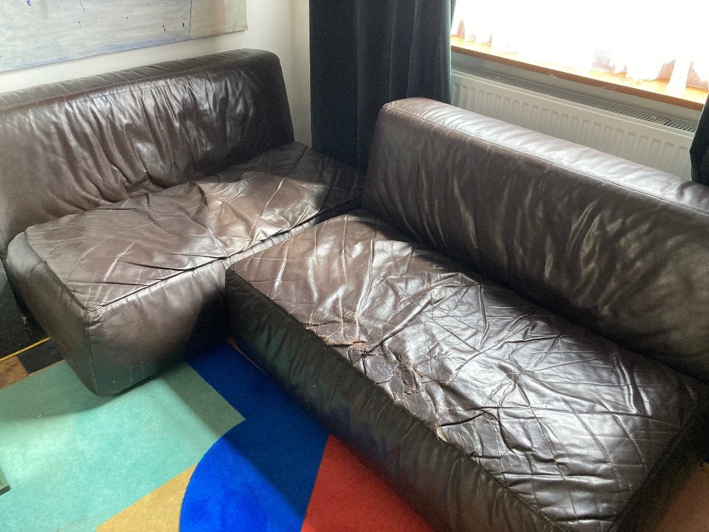 Durlet lederen zetels 1970's, 75 à 100 cm, Moins de 150 cm, Seventies, Banc droit