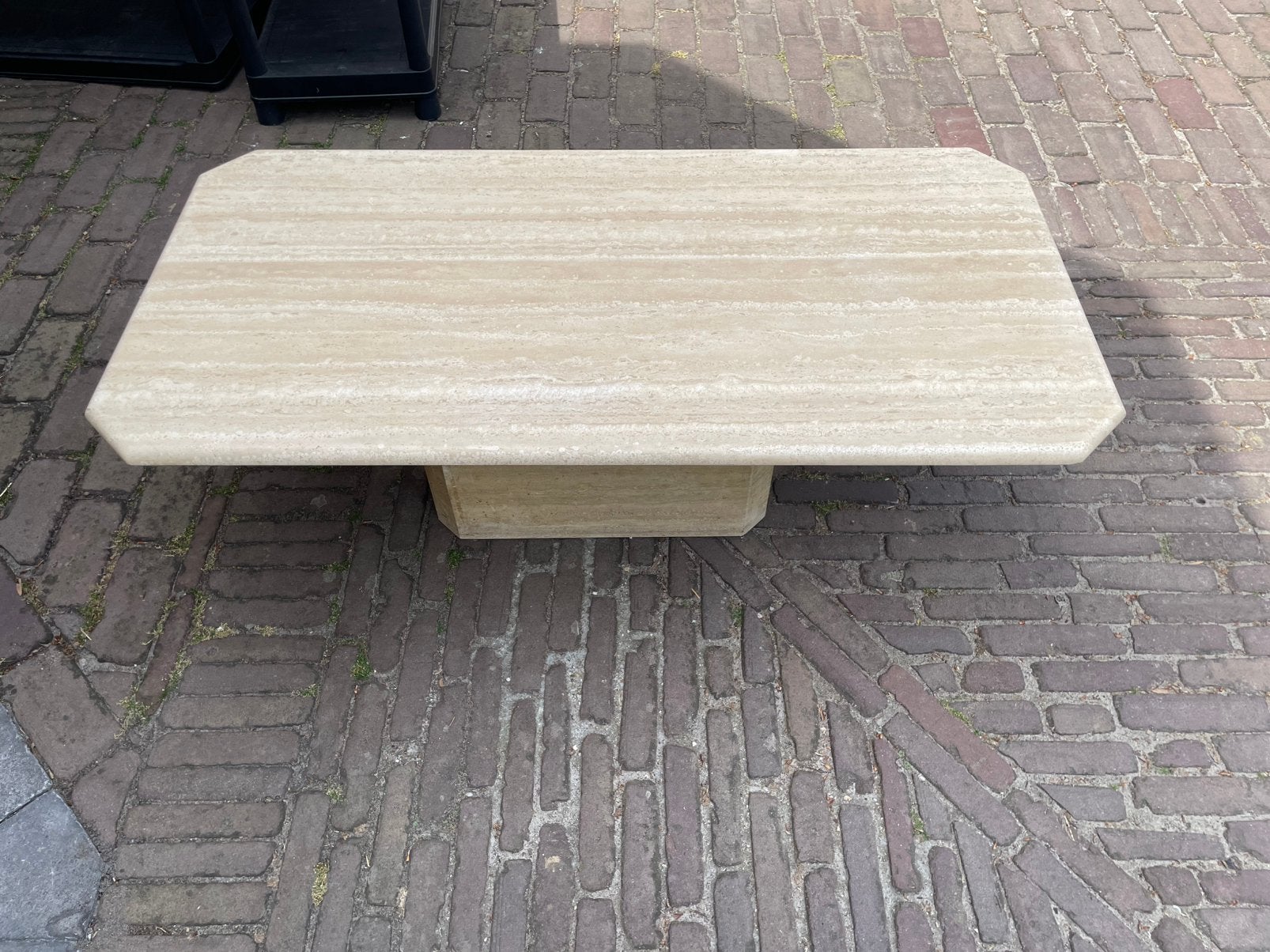 Table basse en travertin - 120 x 60 cm rétro vintage, Maison & Meubles, 100 à 150 cm, Moins de 50 cm, Comme neuf, Enlèvement