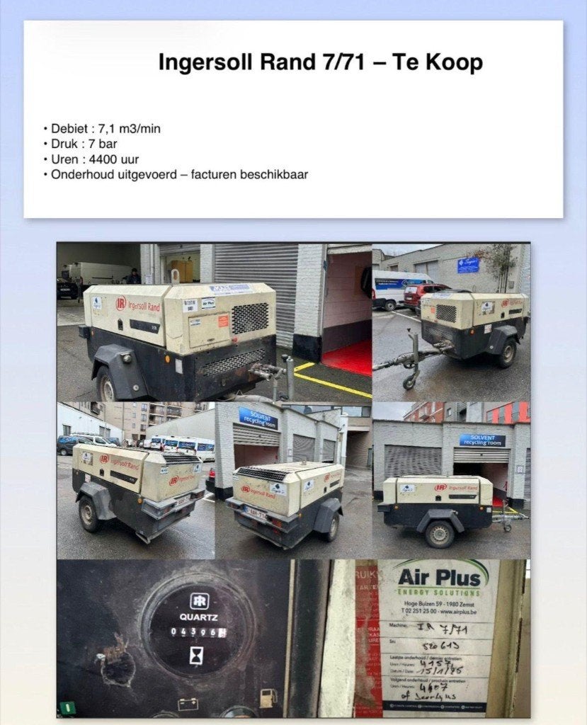 Compressor Ingersoll Rand 7/71, Zakelijke goederen, Machines en Bouw | Pompen en Compressoren, Ophalen