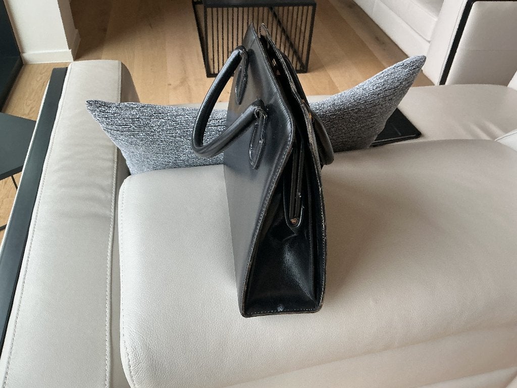 Delvaux handtas jaren 60-70 zwart, Handtassen en Accessoires, Ophalen, Gebruikt, Zwart, Handtas