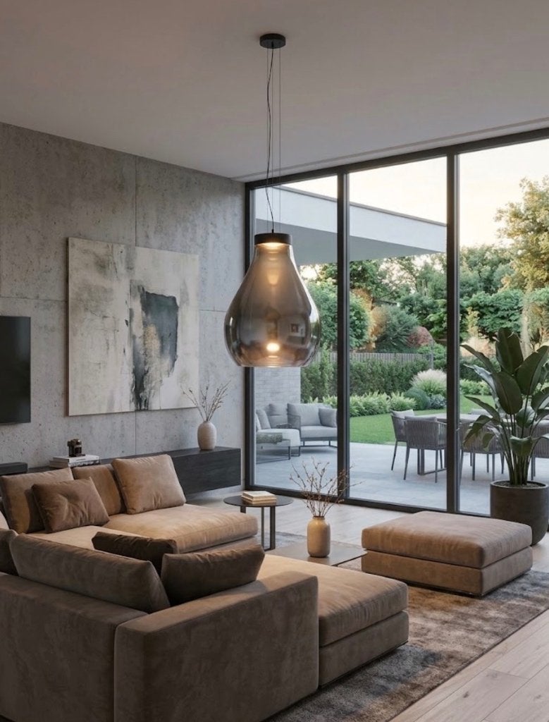 Hanglamp zwart rookglas XL nieuw, Ophalen of Verzenden, Nieuw, Glas, Modern