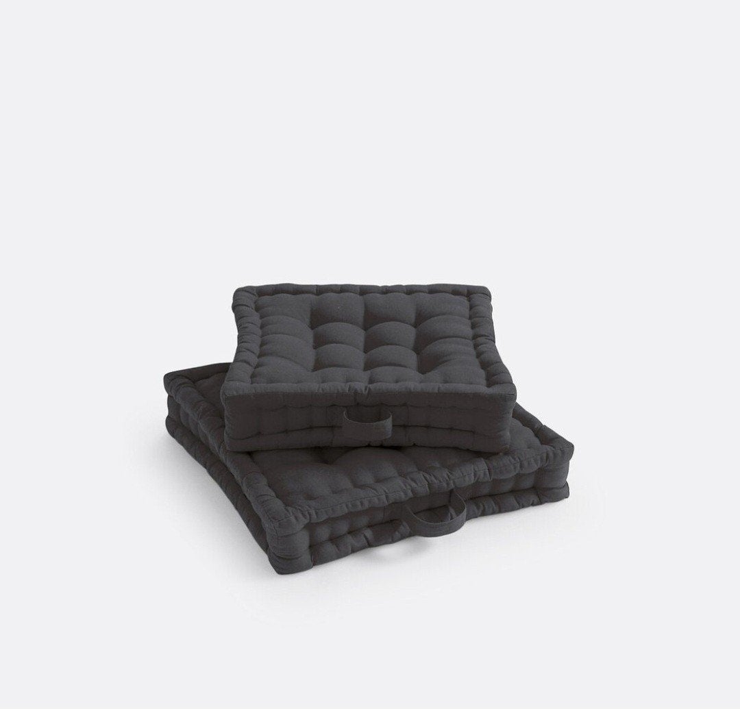 2x coussin de sol gris foncé 48x48x10, Ophalen, Nieuw, Grijs, Vierkant