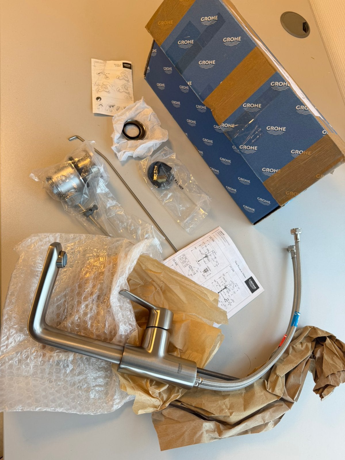 robinet de lavabo GROHE Lineare SuperSteel taille L Nouveau, Bricolage & Construction, Enlèvement ou Envoi, Inox, Robinet