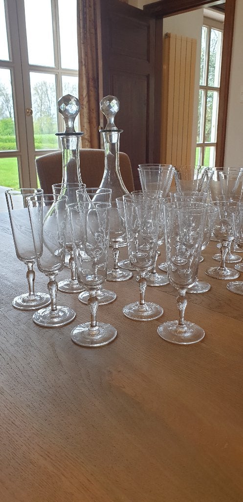 Drankservies kristal midcentury, Ophalen, Kristal, Glas of Glazen