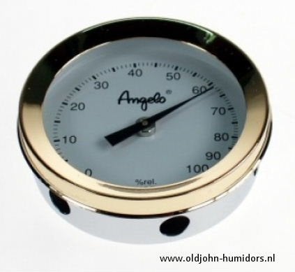 HUMIDOR HYGROMETER 50 MM - MET MAGNEET VERGULD ANGELO  ahm12, Ophalen of Verzenden, Nieuw, Tabaksdoos of Verpakking