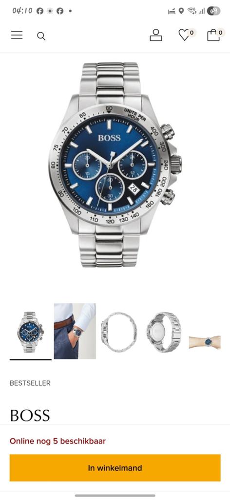 Boss herenhorloge, sportief model gekocht in bijenkorf maast, Ophalen of Verzenden, Waterdicht, Zo goed als nieuw, Blauw