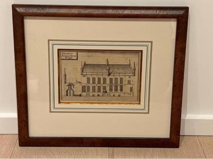 Gravure Domus Anglorum Brugae (Brugge) Sanderus, Ophalen of Verzenden