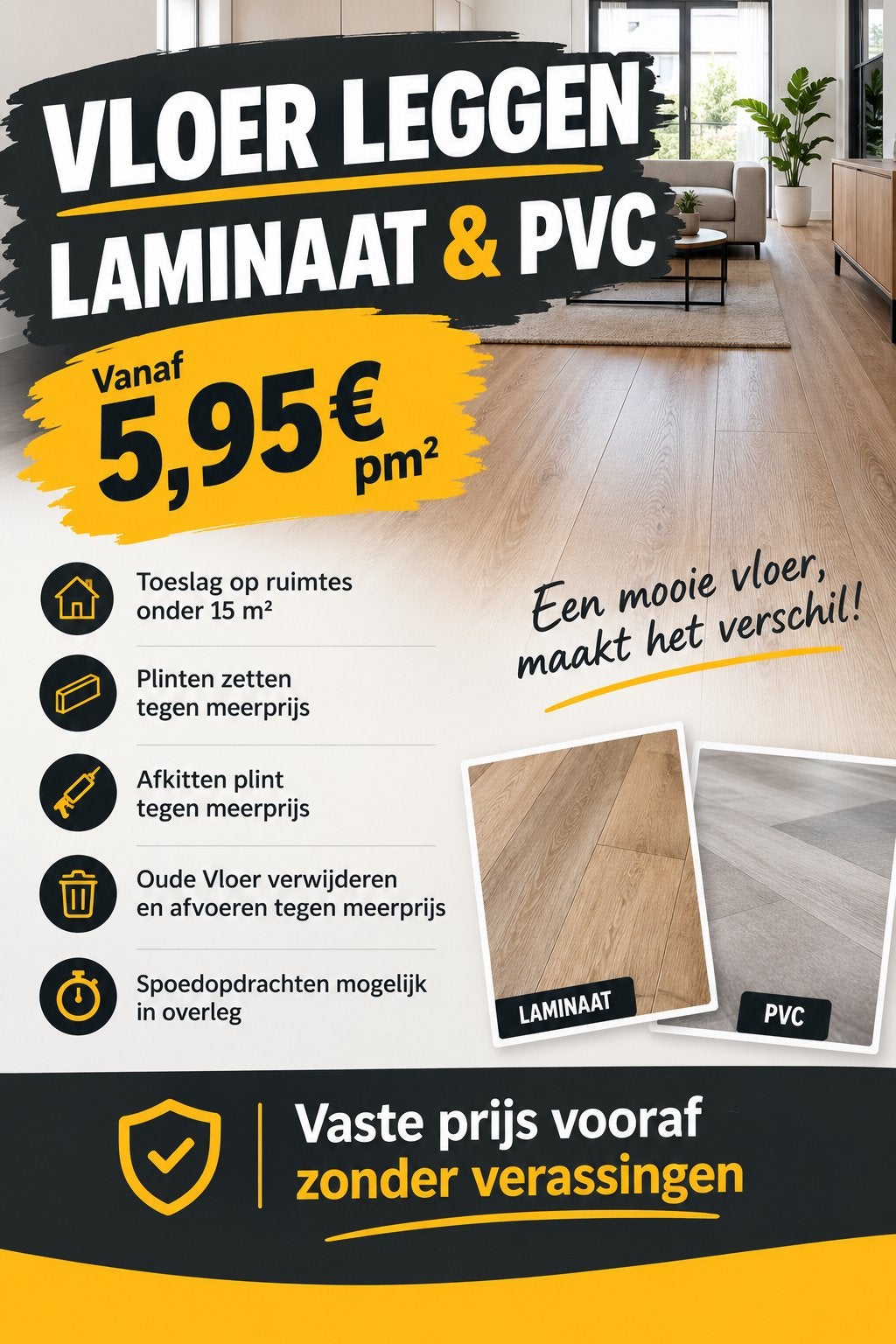 Laminaat vloer plaatsen, Ophalen