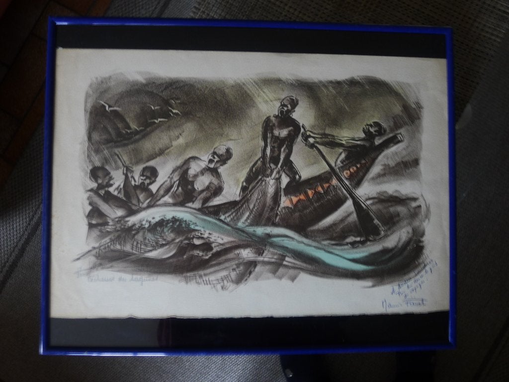 Litho Pecheurs des Lagunes FIEVET MAURICE, Enlèvement ou Envoi, Gravure