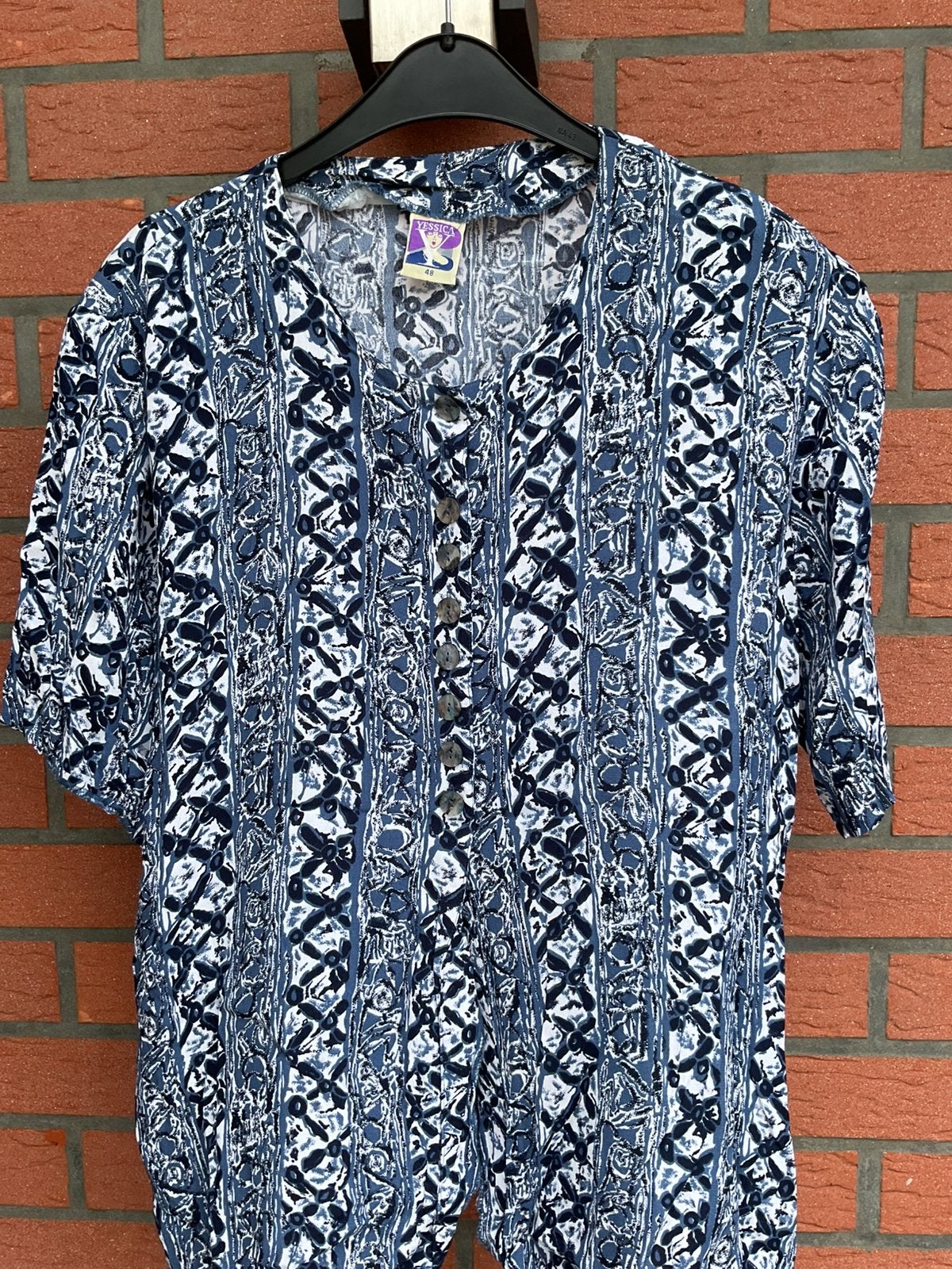 Blauw / wit hemd korte mouw Maat 48, Enlèvement ou Envoi, Comme neuf, Taille 46/48 (XL) ou plus grande, Bleu
