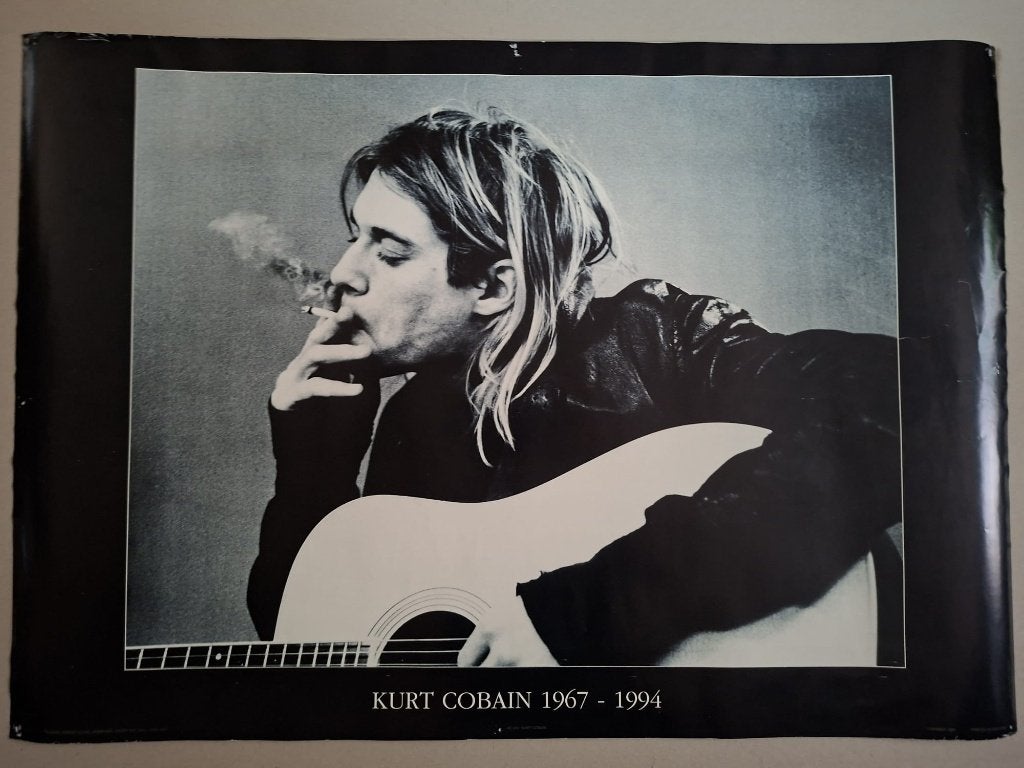 Affiche ancienne de Kurt Cobain, Anabas 1994, Londres., Collections, Enlèvement ou Envoi, Utilisé, Affiche, Œuvre d'art ou Peinture