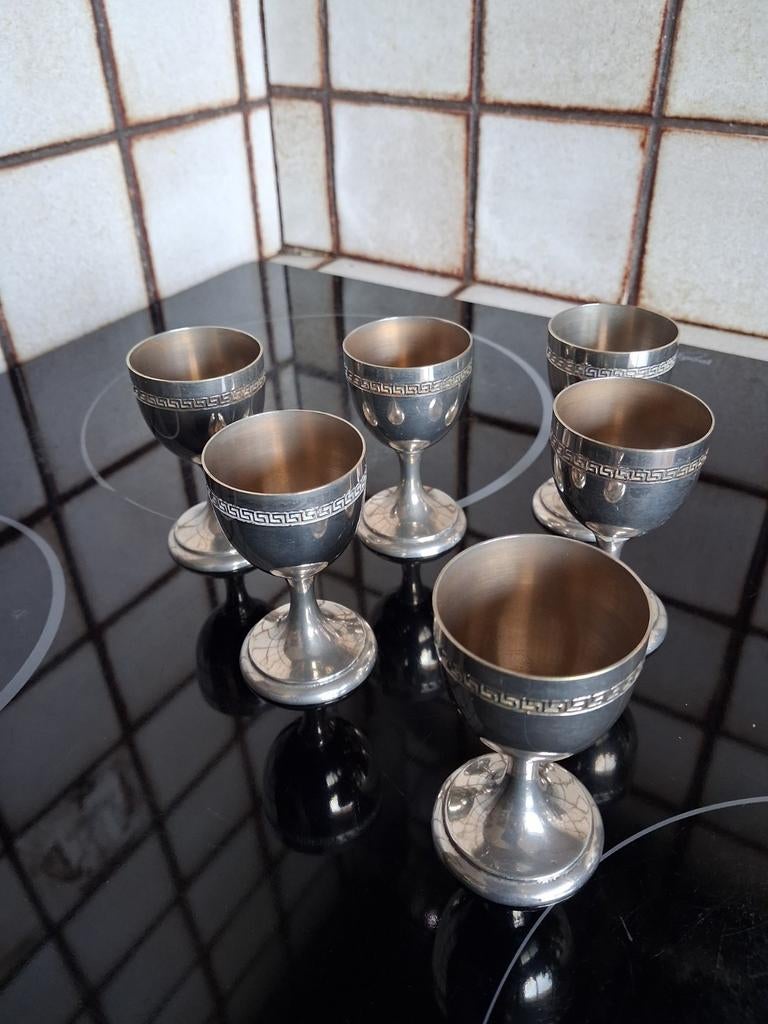 6 coquettiers métal argenté. Vintage