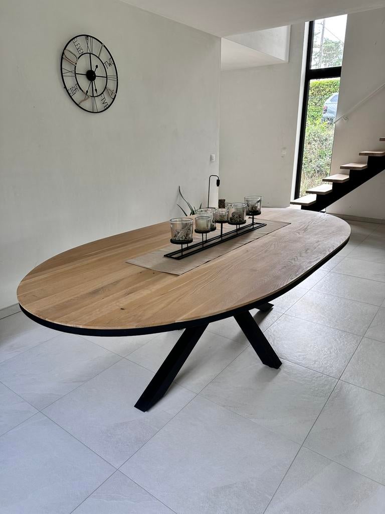 Stevige kettingtafel, Huis en Inrichting, Tafels | Eettafels, Ophalen, Zo goed als nieuw, Eikenhout