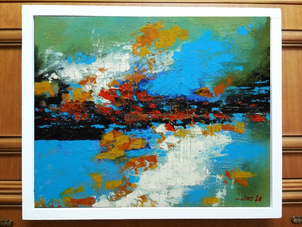 "Abstract landschap. Blauw" Schilderij, Antiek en Kunst, Verzenden