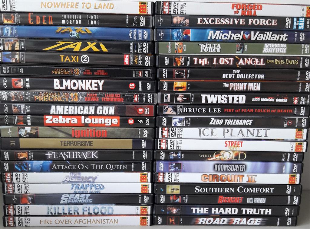 38 DVD’s – Action movies, Enlèvement ou Envoi, Comme neuf, Action