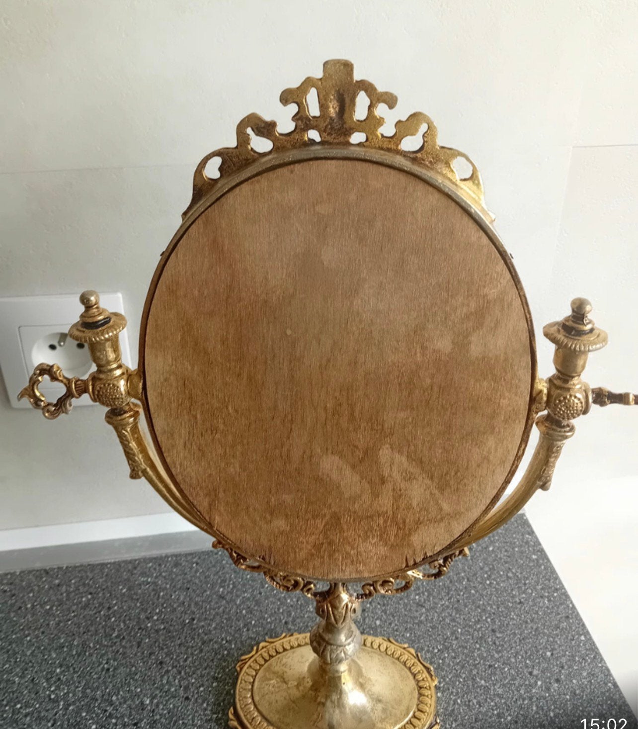 Vintage messing tafelspiegel – barok/rococo – 40 сm, Antiek en Kunst, Ophalen