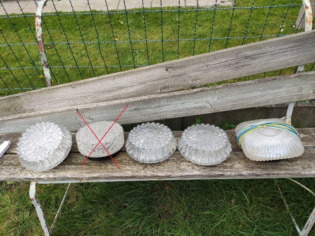 5 plafonniers en verre, style années 1960 et 1970., Enlèvement ou Envoi, Verre, LED, Années 60