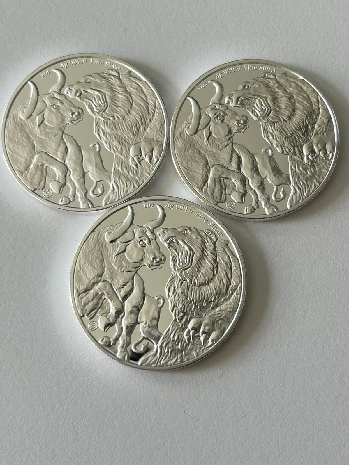 Zilveren munten Bull and Bear 1oz per stuk te koop, Ophalen, Zilver