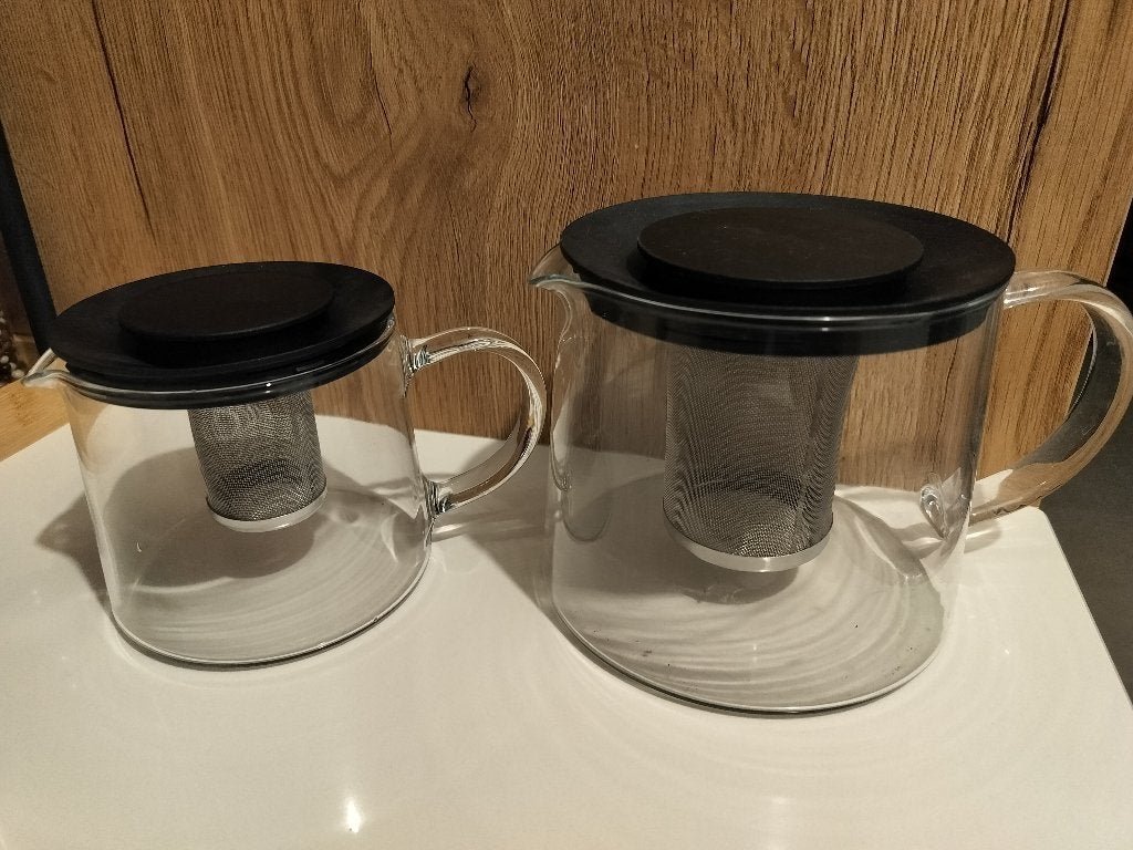 2x Glazen theepot met zeef, Ophalen of Verzenden, Theepot