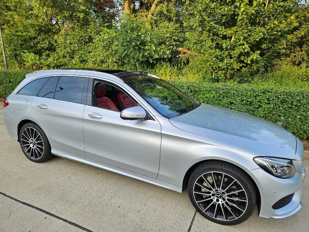 Mercedes C 250d 4-Matic (204pk) / AMG-line / 19" / Topstaat!, Cuir, Argent ou Gris, Achat, Euro 6