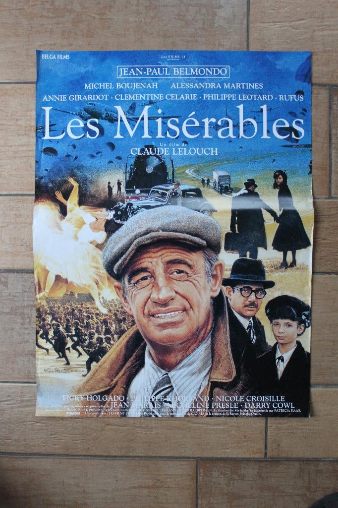 filmaffiche Jean-Paul Belmondo les misérables filmposter, Enlèvement ou Envoi, Rectangulaire vertical, A1 jusqu'à A3, Comme neuf