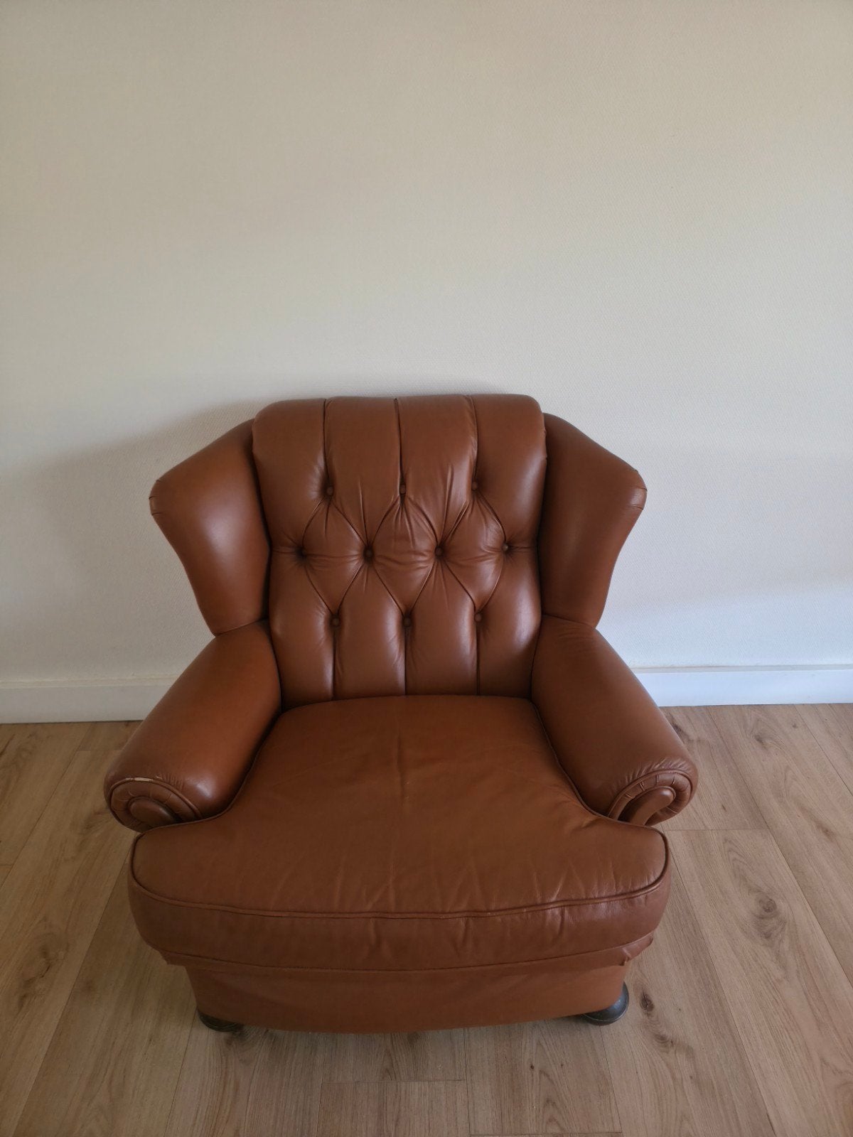 Vintage leren fauteuil / stoel / zetel – cognac, Enlèvement