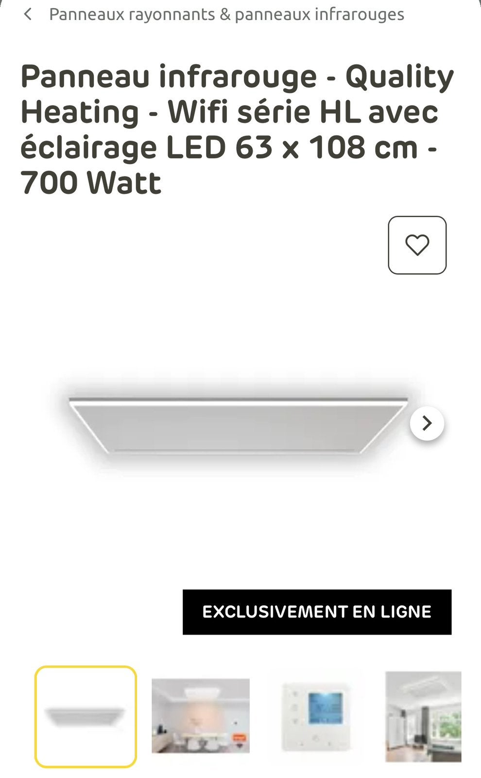 Panneau infrarouge Quality Heating 700W – État Neuf, Bricolage & Construction, Enlèvement, Comme neuf