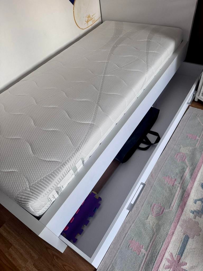 Lit tiroir 90x200 avec sommier et matelas, Maison & Meubles, Chambre à coucher | Lits, Neuf, 90 cm, Une personne, Enlèvement