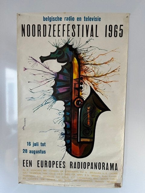 Affiche 1965 Noordzeefestival, Willy Bosschem, Ophalen, Gebruikt, Muziek
