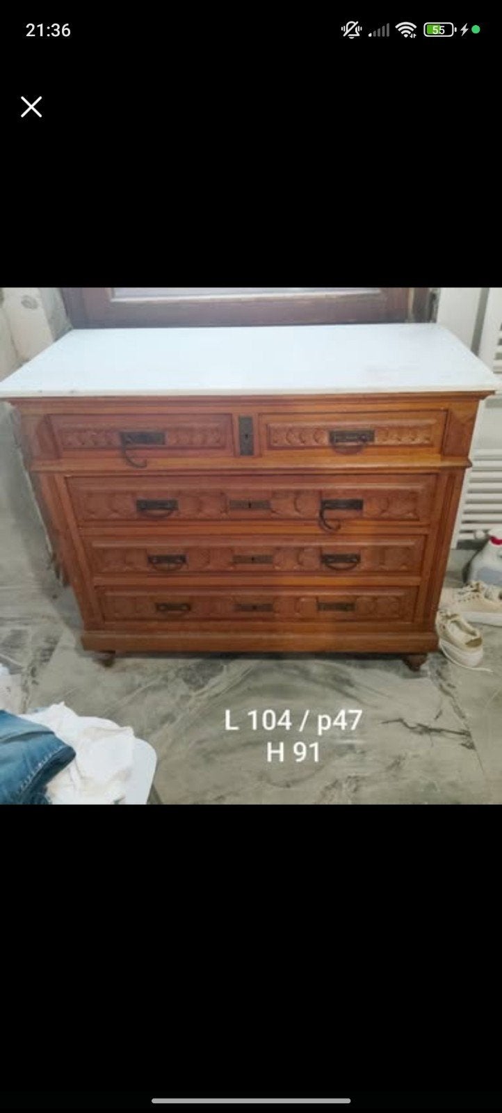 Très Beau meuble coiffeuse antique avec marbre, Enlèvement