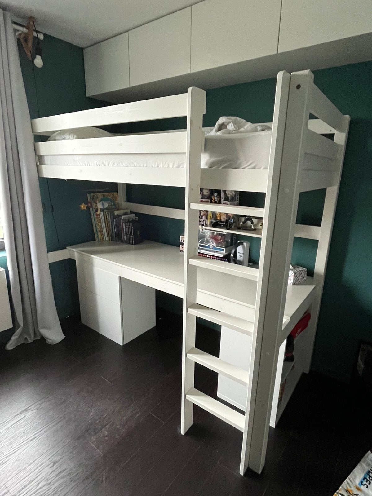 Lit surélevé avec bureau, 90 cm, Une personne, Enlèvement, Utilisé
