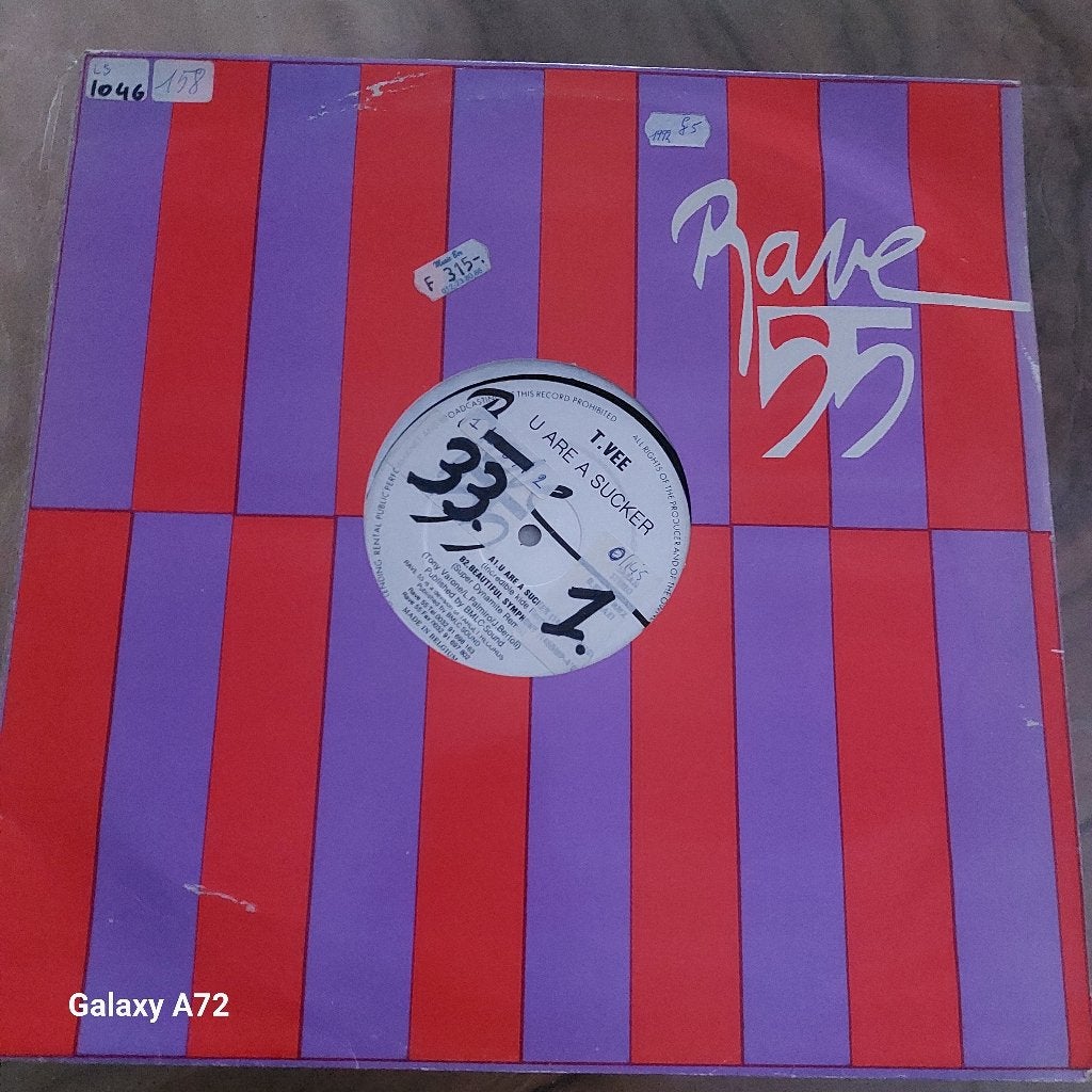 t.vee u are a sucker 12 inch maxi, Cd's en Dvd's, Vinyl | Dance en House, Gebruikt, Hardcore, Ophalen of Verzenden, 12 inch