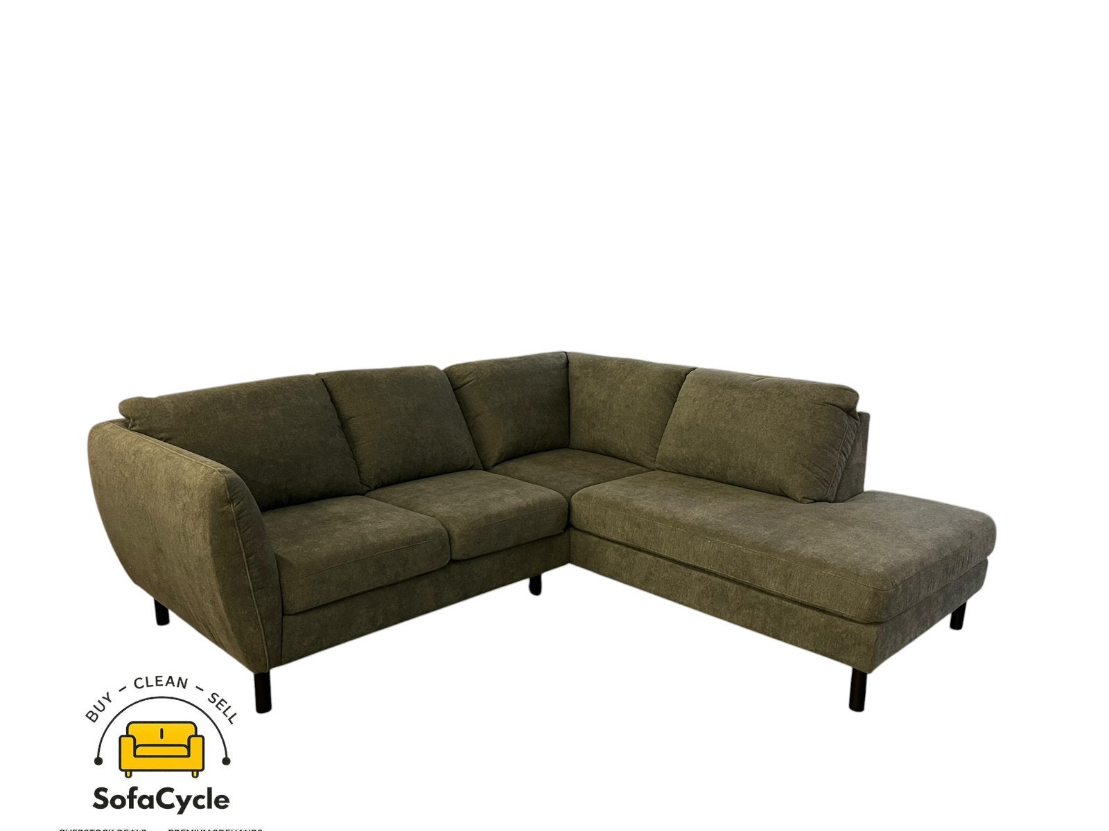 Chaise d'angle spacieuse en tissu gris, angle R — overstock, Enlèvement ou Envoi, Comme neuf, SofaCycle, Tissus