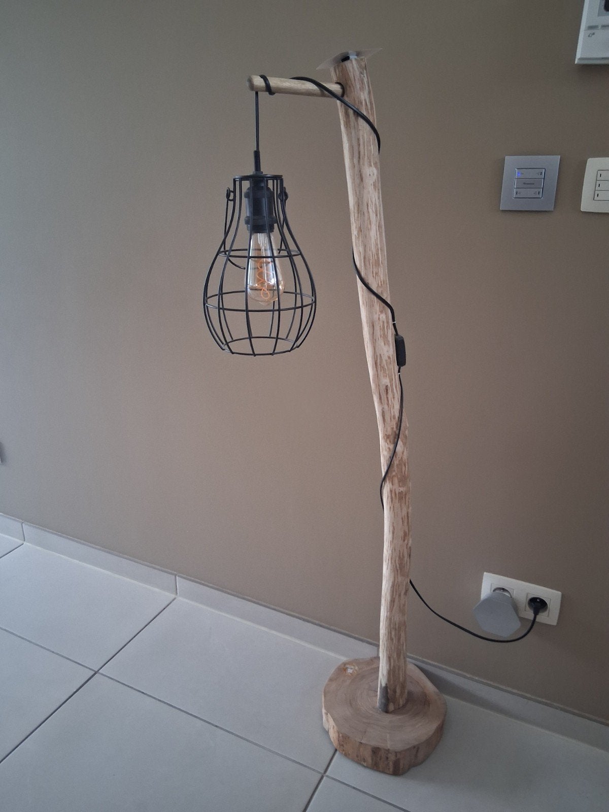 Vloerlamp, Maison & Meubles, Lampes | Lampadaires, Neuf, 100 à 150 cm, Bois, Enlèvement