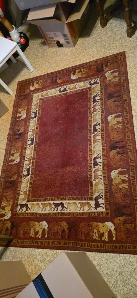 Tapis avec des animaux, 150 à 200 cm, Oud/ egyptish, Rouge, 100 à 150 cm